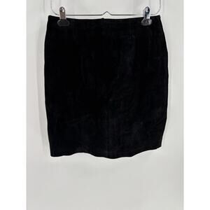 Cayenne Leather Vintage Skirt Womens 10 Black Suede Knee Length Lined Zip Up
